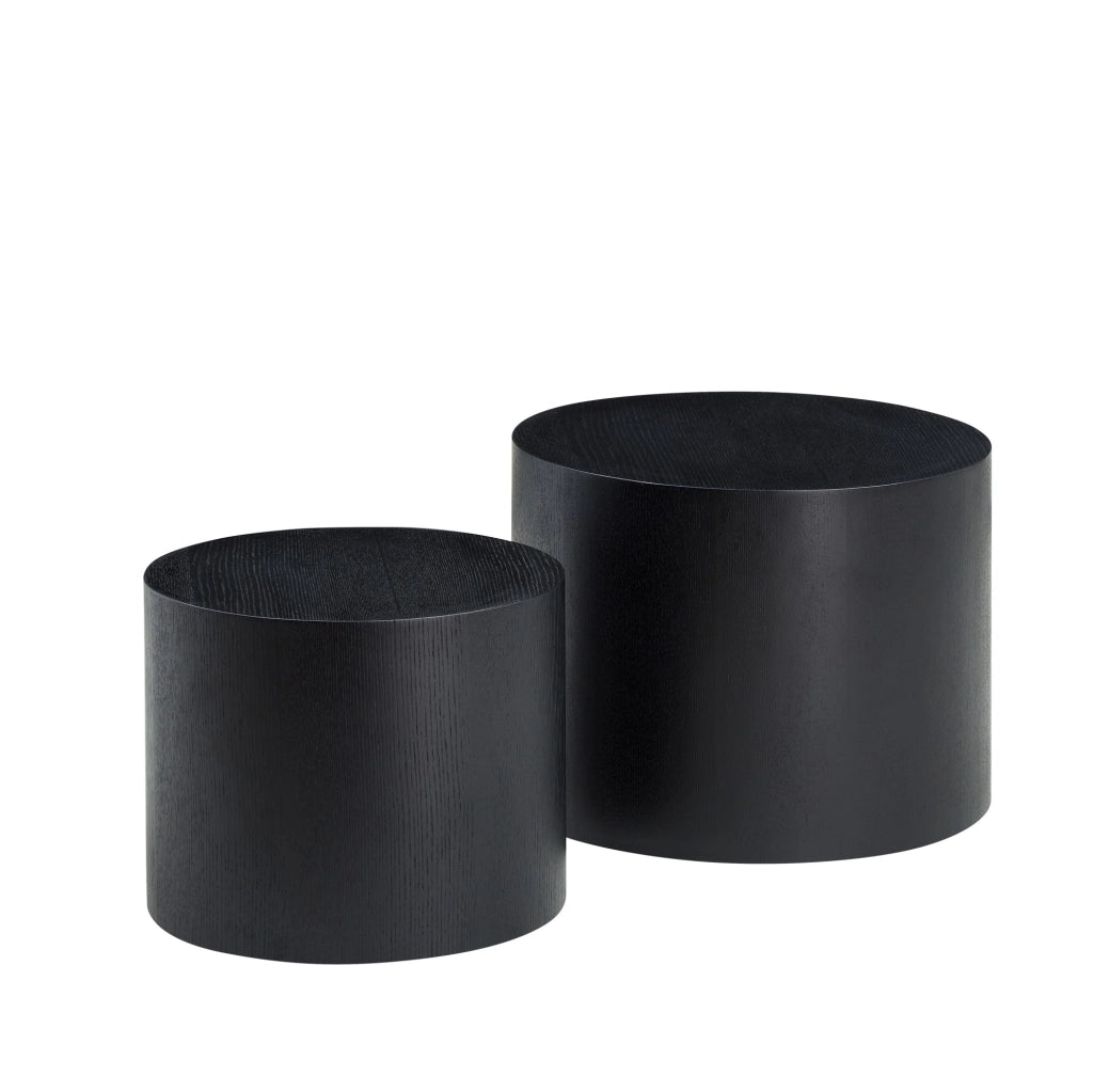 Set di 2 tavolini da caffè sovrapponibili in MDF nero