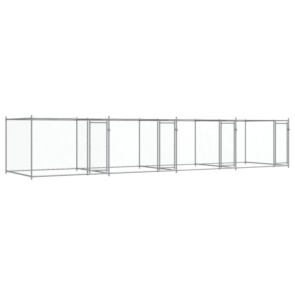 Trasportino per cani con porte 8 x 2 x 1,5 m acciaio zincato grigio 02_0041626