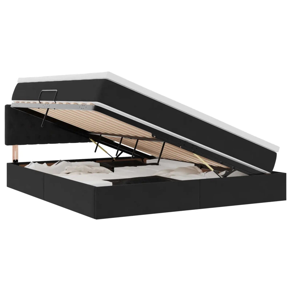 Letto con contenitore e LED con led Nero 160 x 200 cm Velluto 3371465