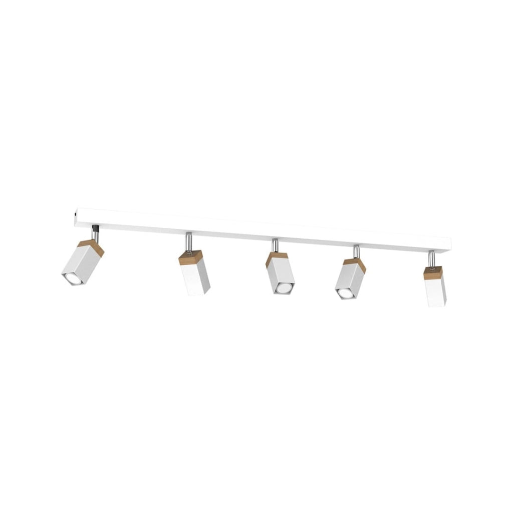Plafoniera a barra Milagro SOLO 5x40W GU10 bianca legno chiaro