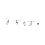 Plafoniera a barra Milagro SOLO 5x40W GU10 bianca legno chiaro