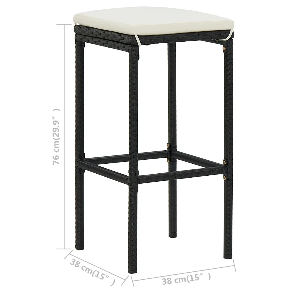 Set da Bar da Giardino 5 pz | Set Salotto da Giardino con Cuscini in Polyrattan Nero