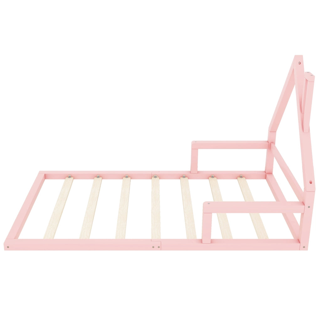 Letto casetta bambino 90×200 cm con 7 doghe; senza materasso; in pino e MDF; rosa