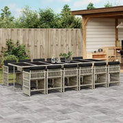Set da Pranzo da Giardino 13pz con Cuscini Grigio in Polyrattan