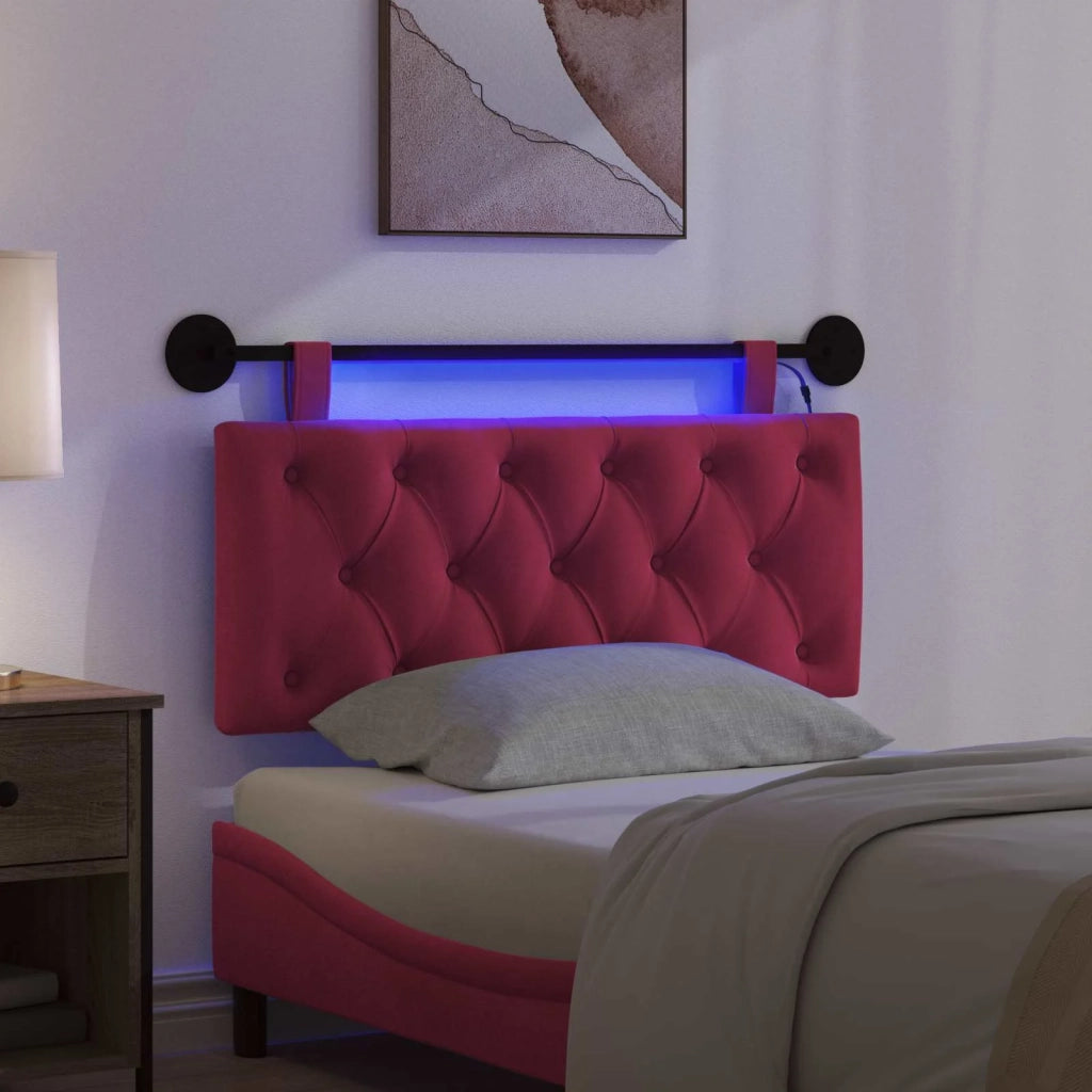Testiera sospesa Con luce LED Rosso Vino Velluto