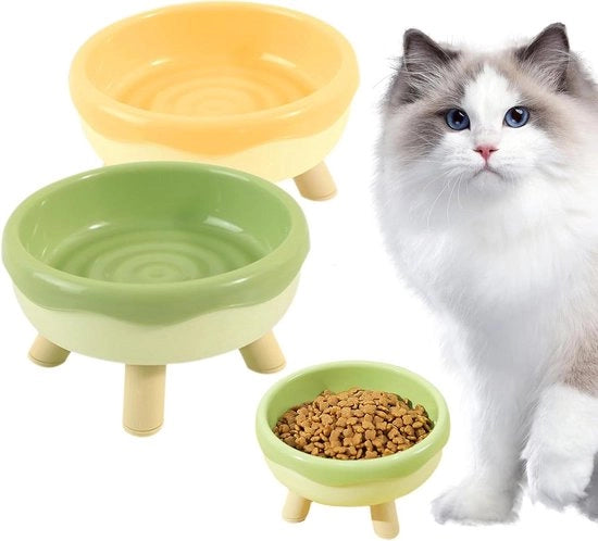 Set di Piatti per Gatti in Plastica Elevati - 2 Pezzi