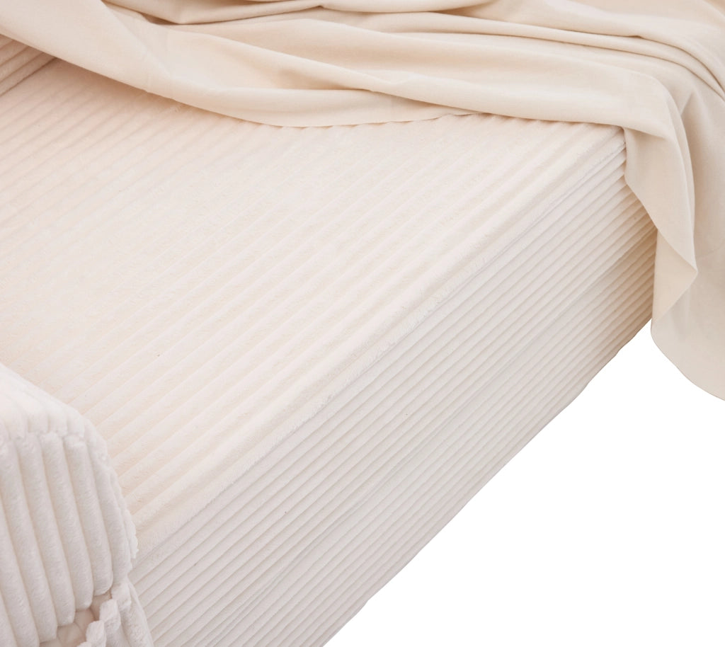 Divano letto convertibile 2 posti con funzione letto e braccioli in tessuto a coste beige 37.0 × 37.0 × 89.0 cm