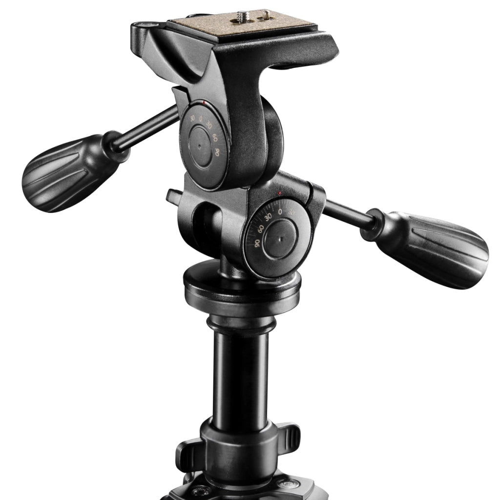 Walimex Pro Treppiede FT-665T Pro (con testa panoramica 3D, estremamente stabile, capacità di carico massima: treppiede 12 kg. Panhead 6kg, 3 segmenti di gambe), nero