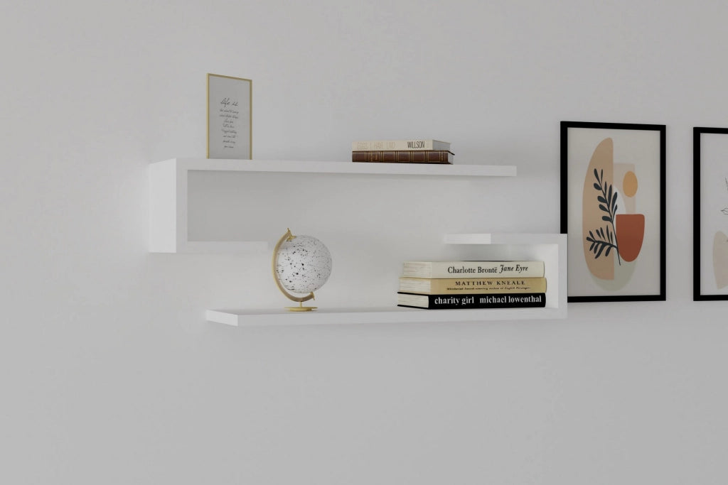 Mensola da parete in legno "Eldo" - 60 x 19 x 15 cm - Bianco
