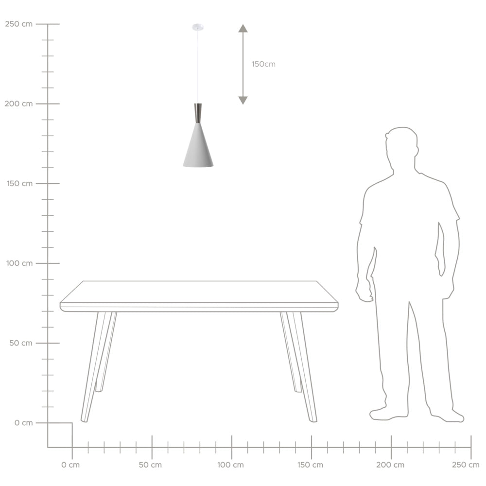 Lampada a sospensione a sospensione con paralume bianco cono geometrico dal design moderno e minimalista