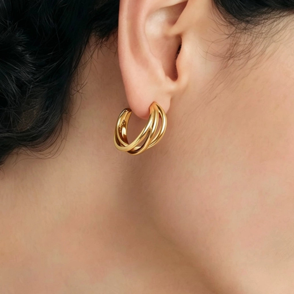 Lussuosi orecchini metallici in oro e argento