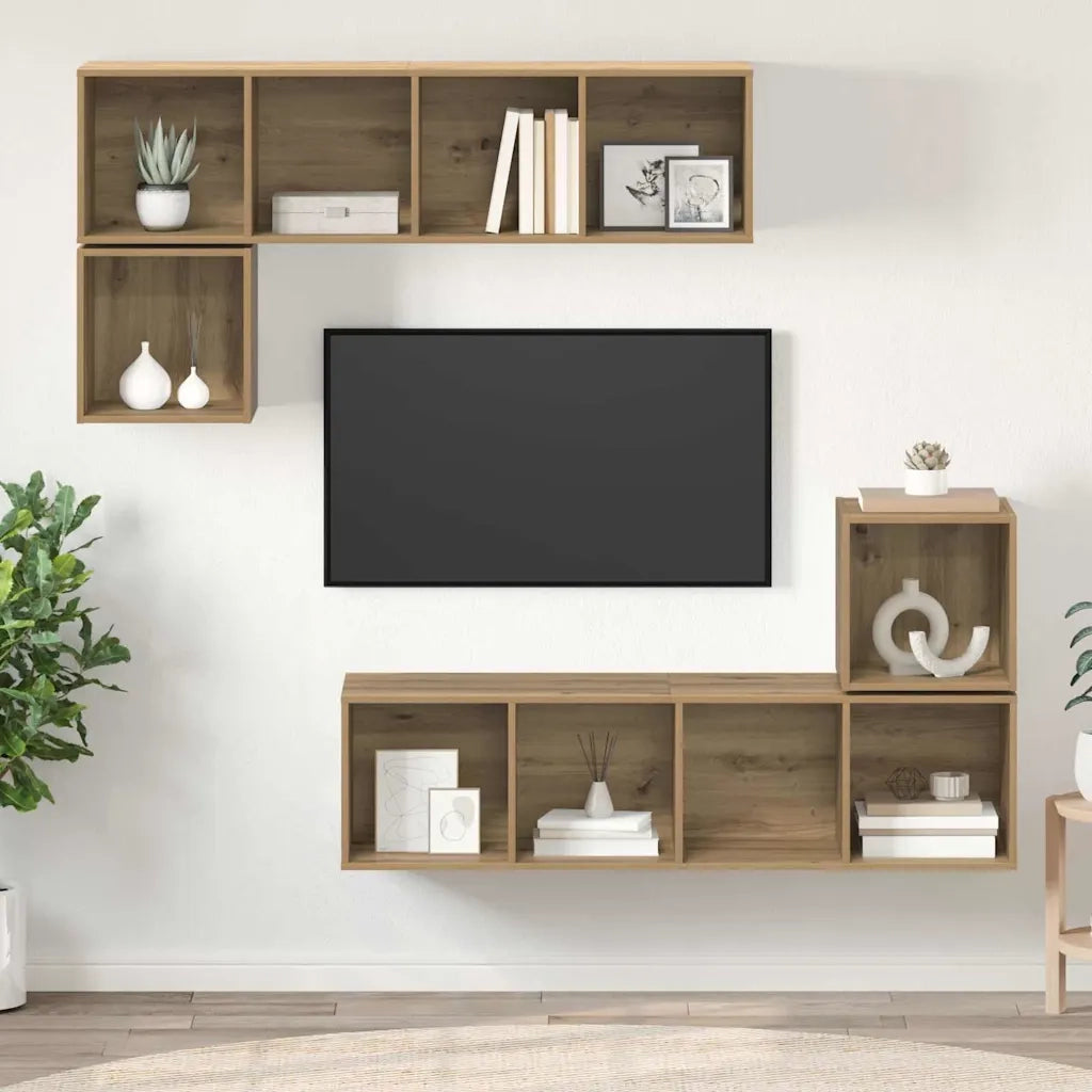 Set mobile TV 4 pcs Rovere artigianale Legno multistrato 3393128