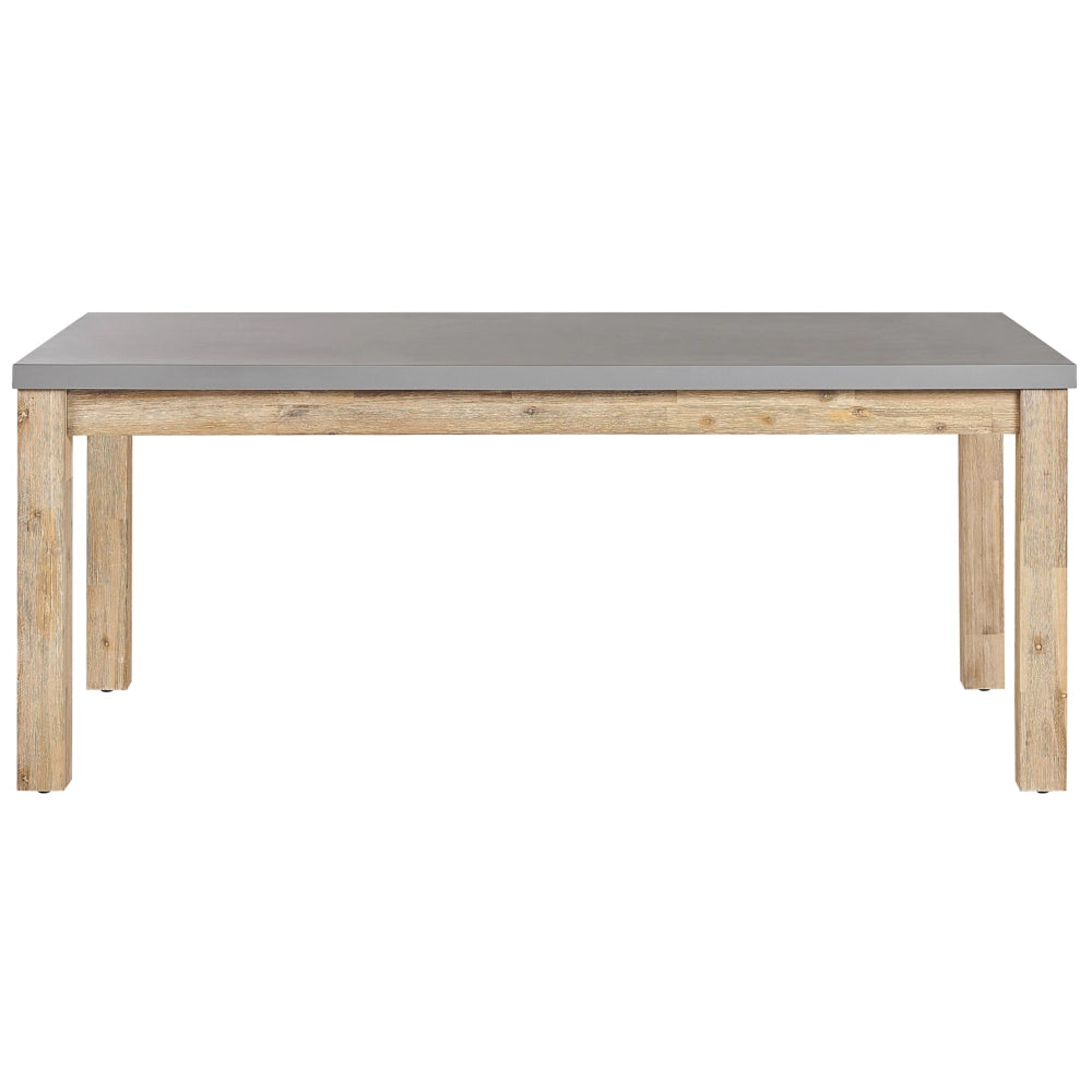 Set da pranzo all'aperto Fibra di cemento grigio Cemento chiaro Legno di acacia Tavolo a 8 posti 2 panche 2 sgabelli industriale moderno