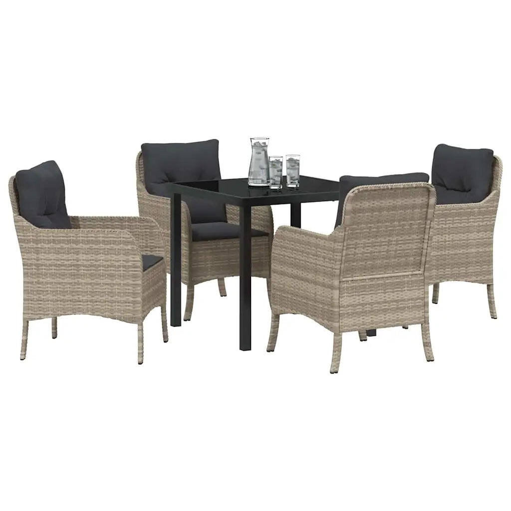 Set da Pranzo per Giardino 5 pcs Grigio chiaro polyrattan 3380184