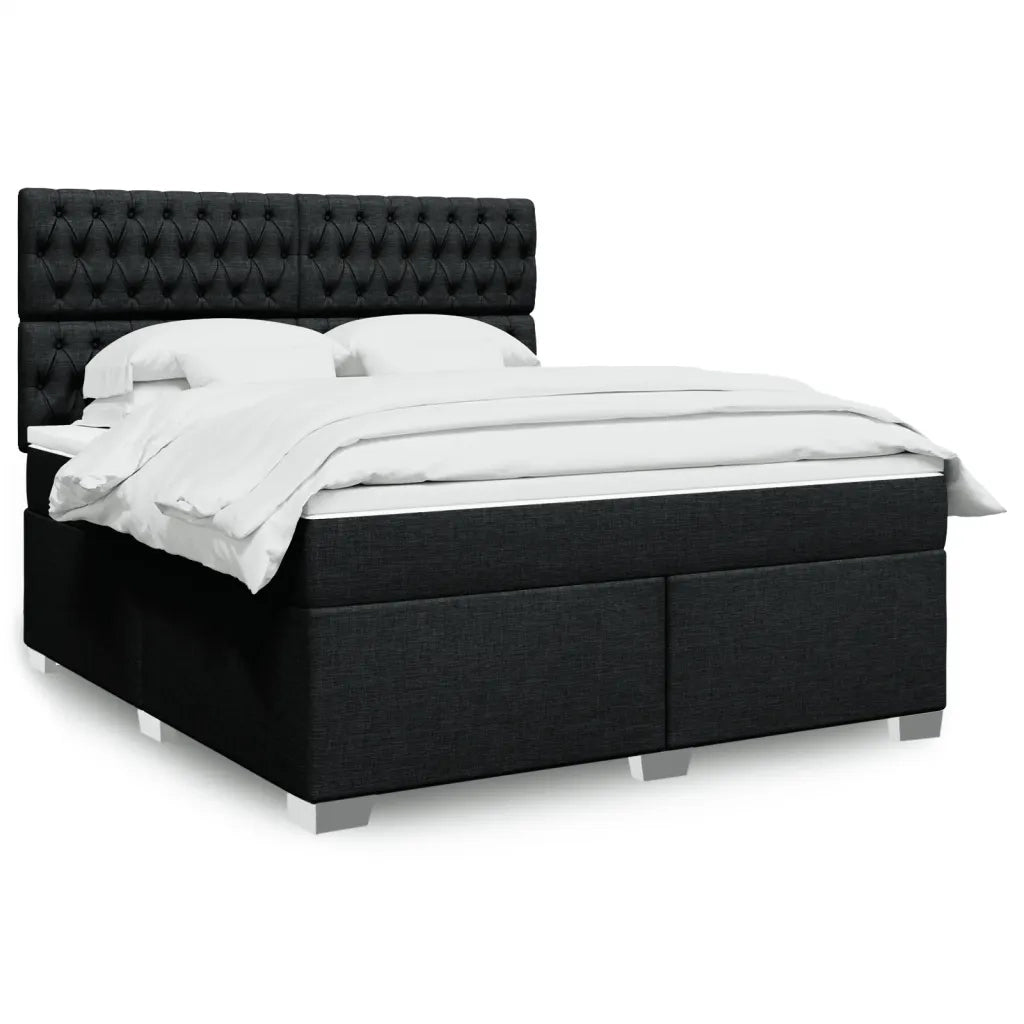 vidaXL Giroletto a Molle con Materasso Nero 180x200 cm in Tessuto