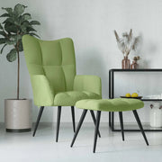 Divano Sedia-Poltrona Relax con Poggiapiedi Verde Chiaro in Velluto 222633