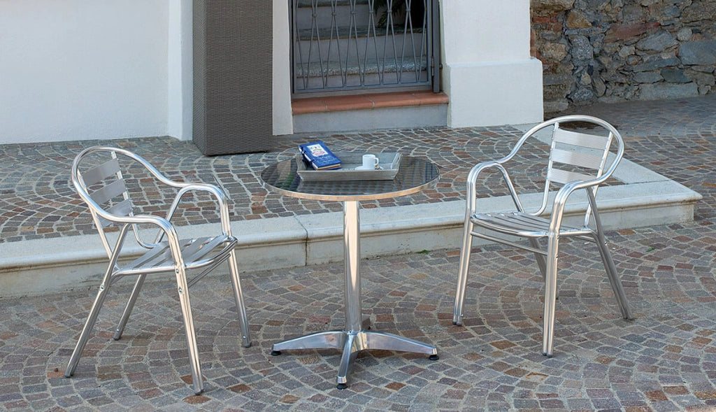 Sedia da Giardino in Alluminio Doppio Tubo con Listelli Vorghini