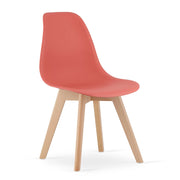 Sedia KITO in polipropilene color cinabro con gambe in faggio