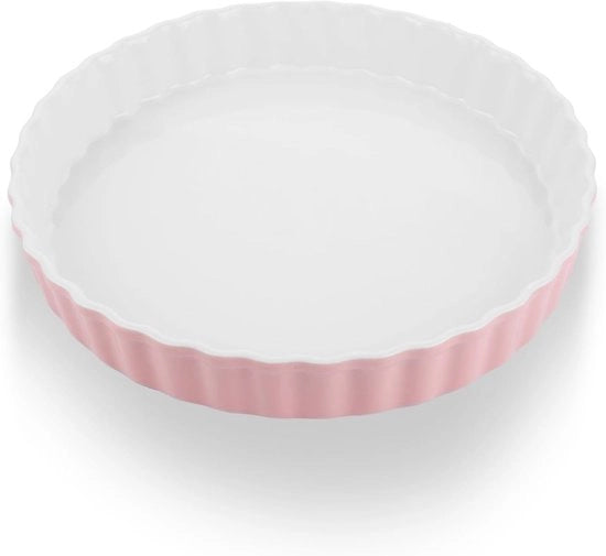 Quiche ceramica Ø25cm - Tazza rotonda per torte - Rosa - Forno ceramico - Ø26 x 26 cm - 4 cm profondo