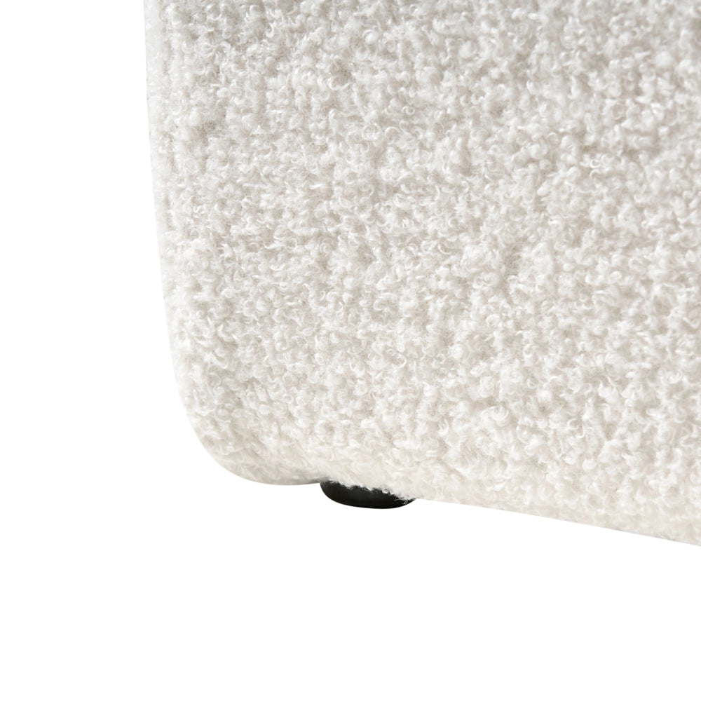Letto matrimoniale con contenitore in tessuto bouclè bianco sporco 180 x 200 cm portaoggetti stile moderno