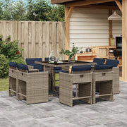 Set da pranzo da giardino da 9 pz con Cuscini in Polyrattan Grigio 3277968