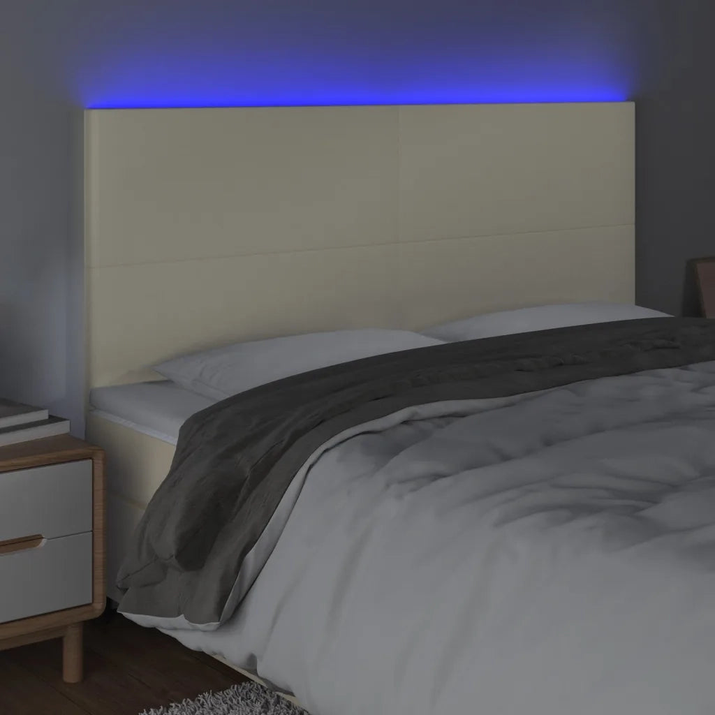 Testiera | Testata a LED Crema 160x5x118/128 cm in Similpelle