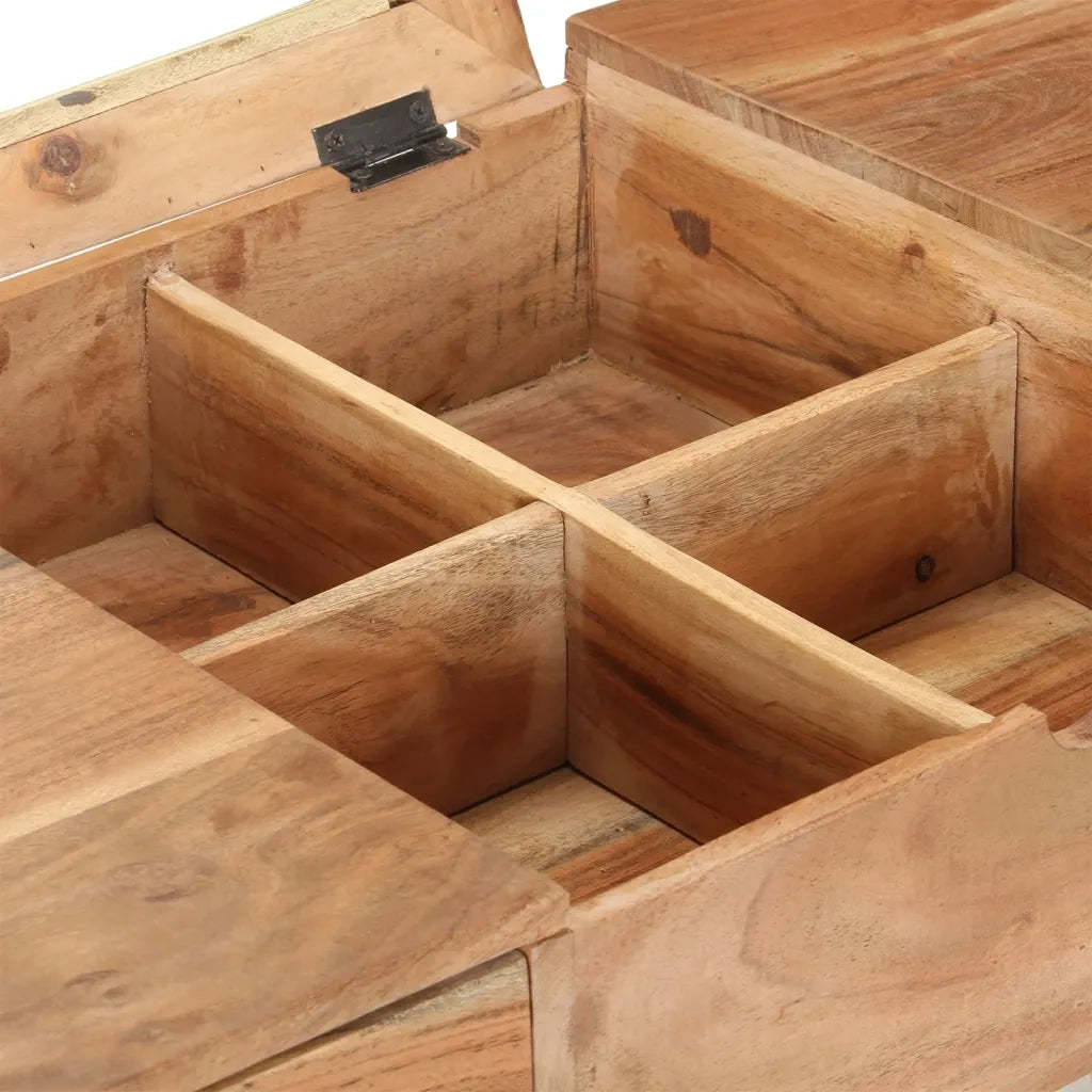 Tavolo da Trucco con Specchio-Tavolo da Vanit¨¤ 112x45x76 cm Massello di Acacia