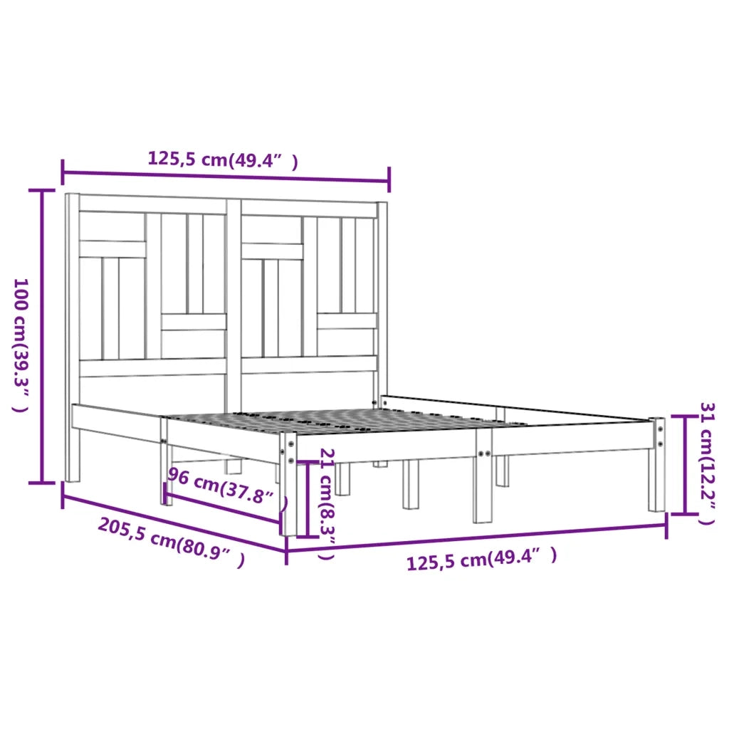 Giroletto senza Materasso-Struttura Letto Bianco 120x200 cm Legno Massello Pino 444215