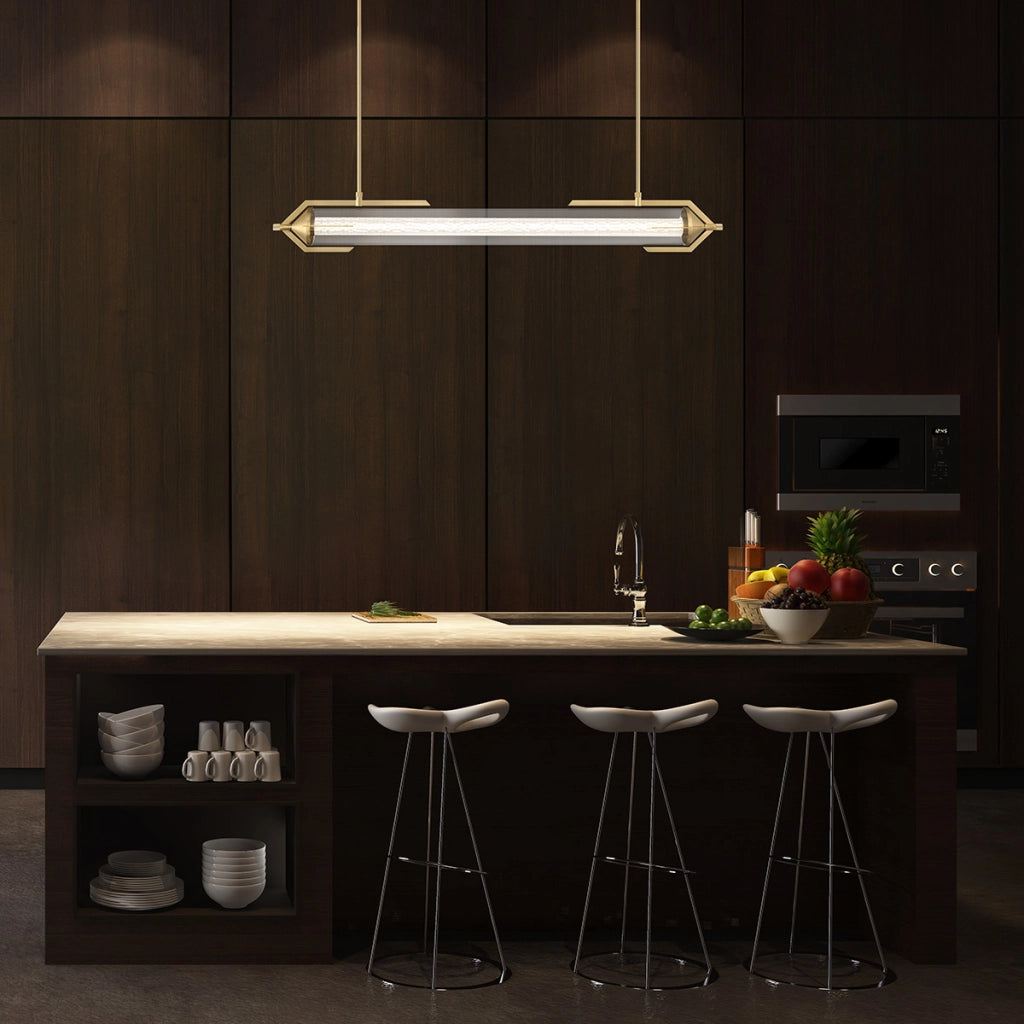 Lampada sospesa rétro oro tubo 122cm LED 38W Quintiesse