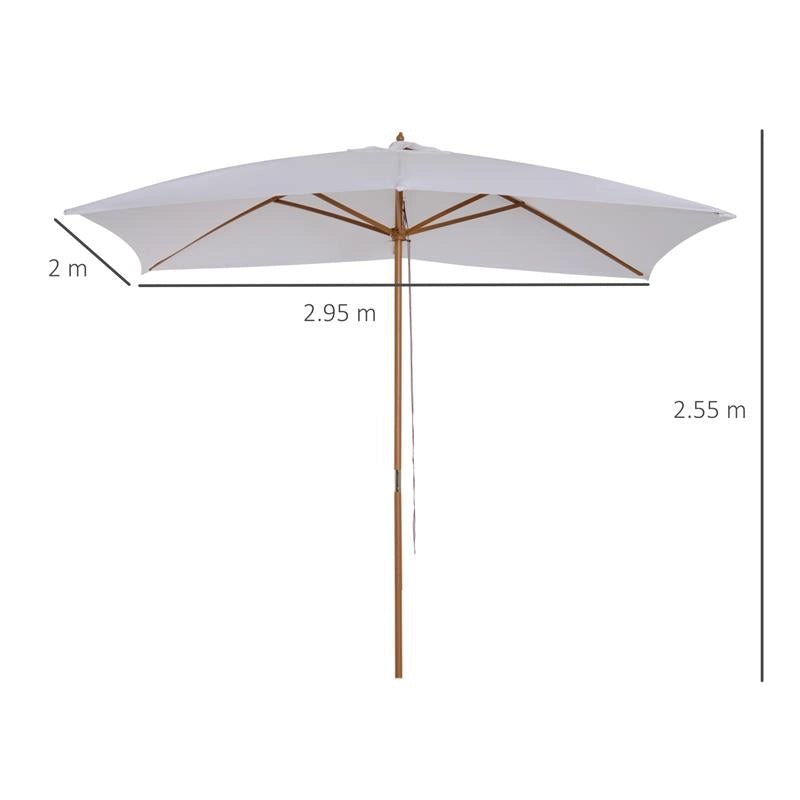 OMBRELLONE DA GIARDINO 2X3 IN LEGNO LACCATO CON COPERTURA RIMOVIBILE, BIANCO