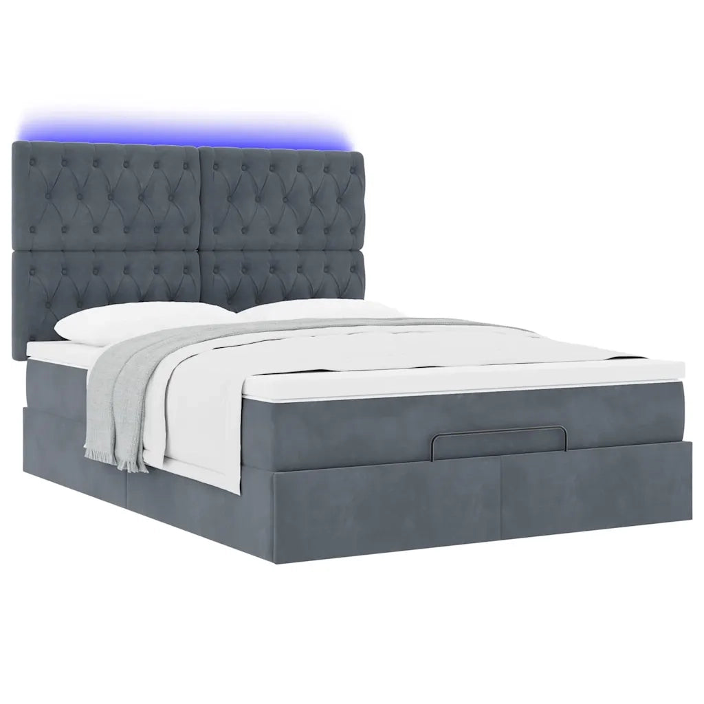 Struttura Letto Pouf con Materassi 140x200 cm in Velluto 3314397