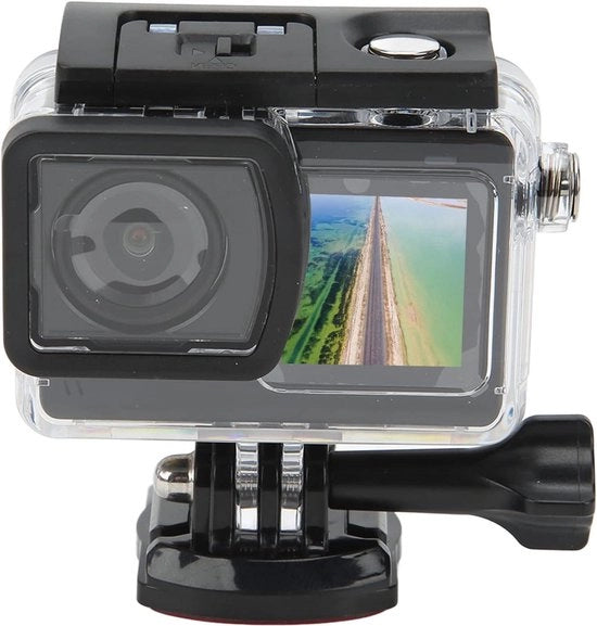 Camera da immersione 4K 30FPS 20MP a doppia schermata touchscreen resistente all'acqua fino a 20m - per viaggi, bicicletta, immersioni, nuoto e sci.
