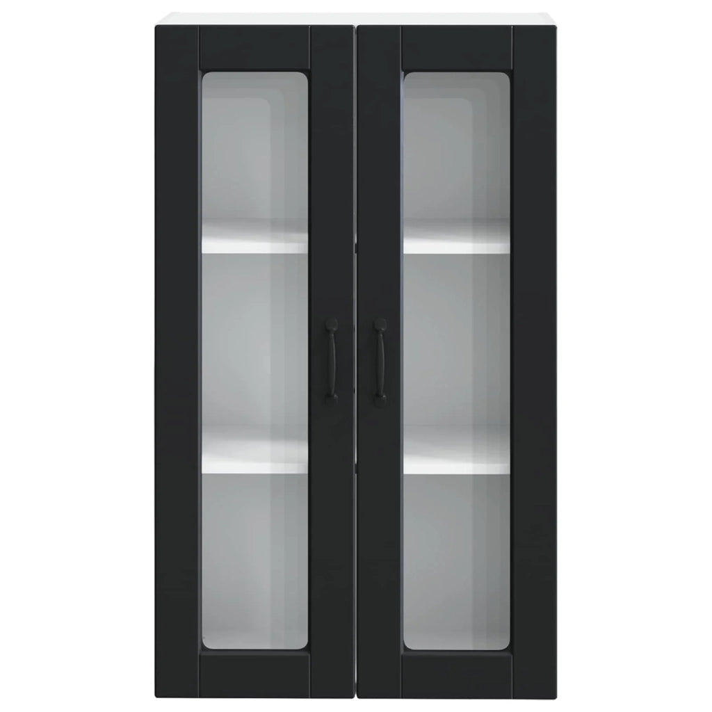Mobile da cucina moderno a parete con vano contenitore 60 x 31 x 100 cm in legno composito nero 02_0054513