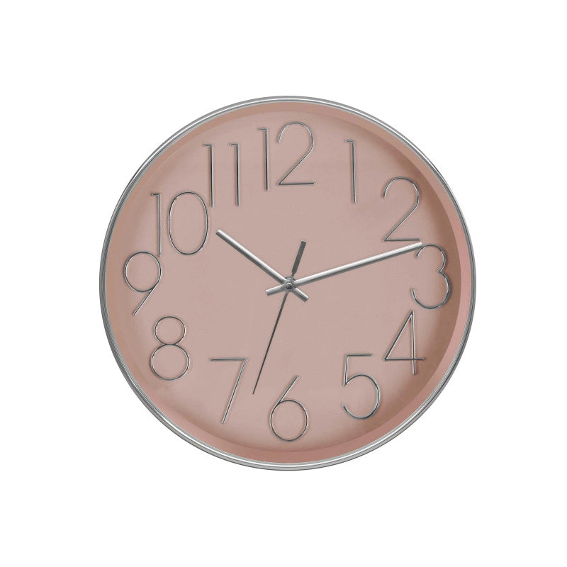 Orologio Da Parete Koko In Plastica ø 30cm Rosa/ Argento Movimento Silenzioso