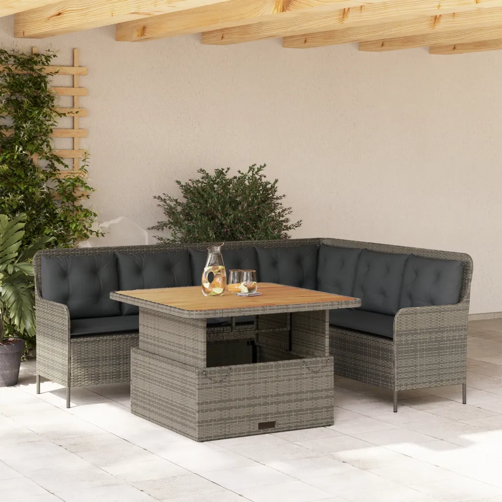 Set Divano da Giardino 2 pz con Cuscini Grigio in Polyrattan