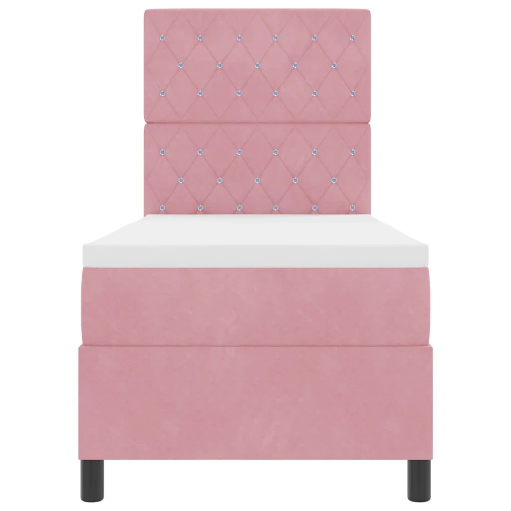 Letto a molle con materasso Rosa 80 x 200 cm Velluto 3339733