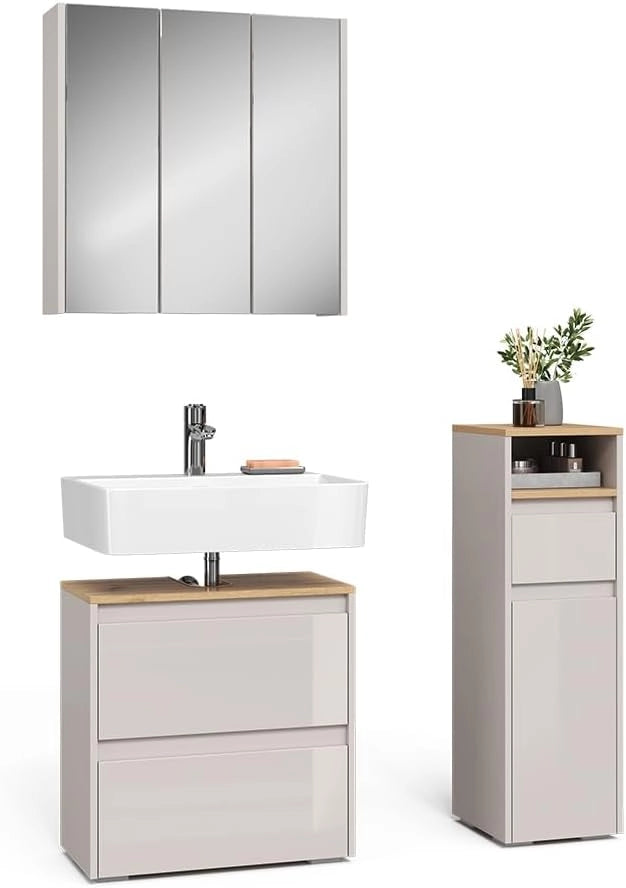 Set di mobili da bagno Majest, Cashmere/Artigianale, 3 parti