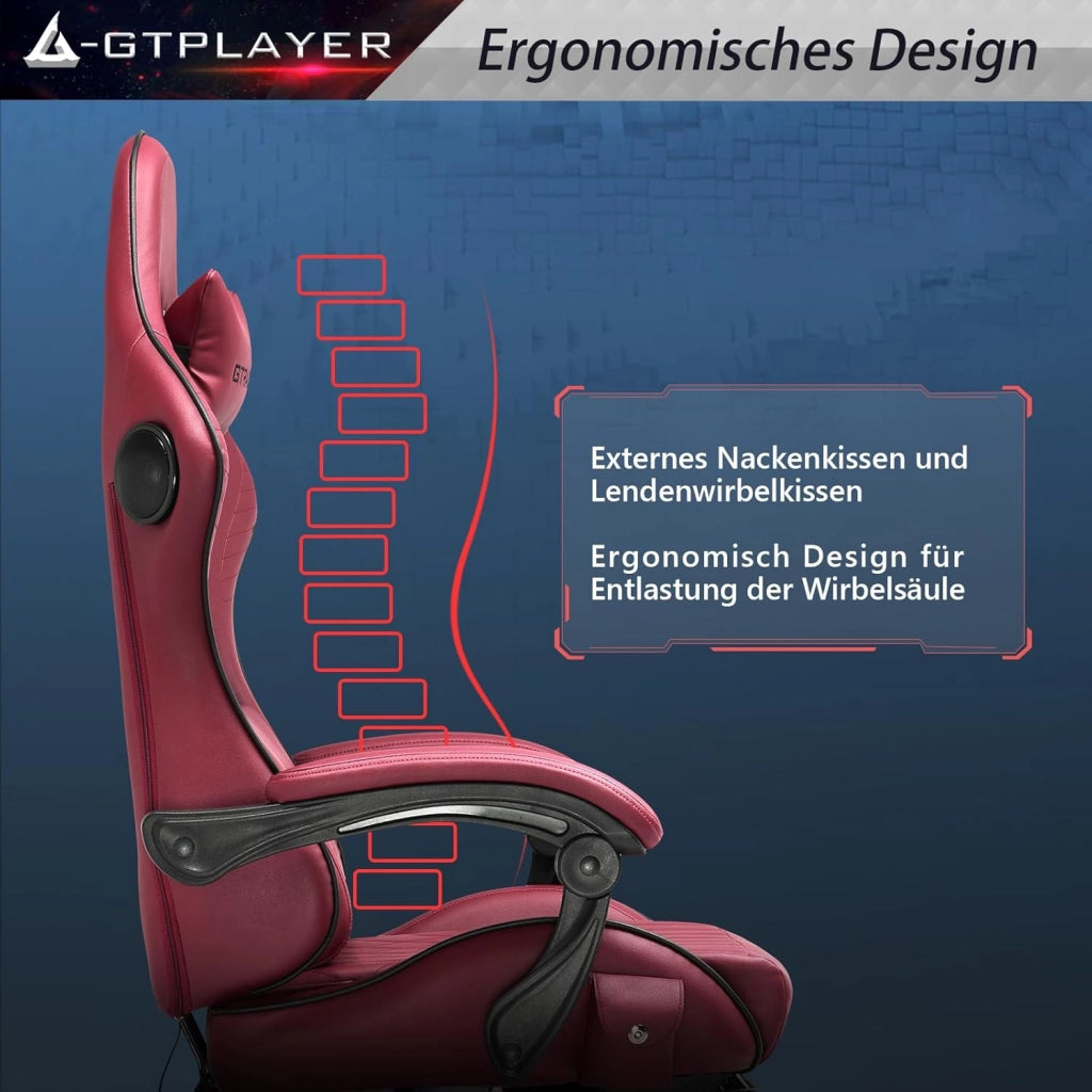 Sedia Gaming Ergonomica con Poggiapiedi e Altoparlante Bluetooth Poltrona Ufficio Scrivania Sedie Girevole Musicale con Braccioli di Collegamento