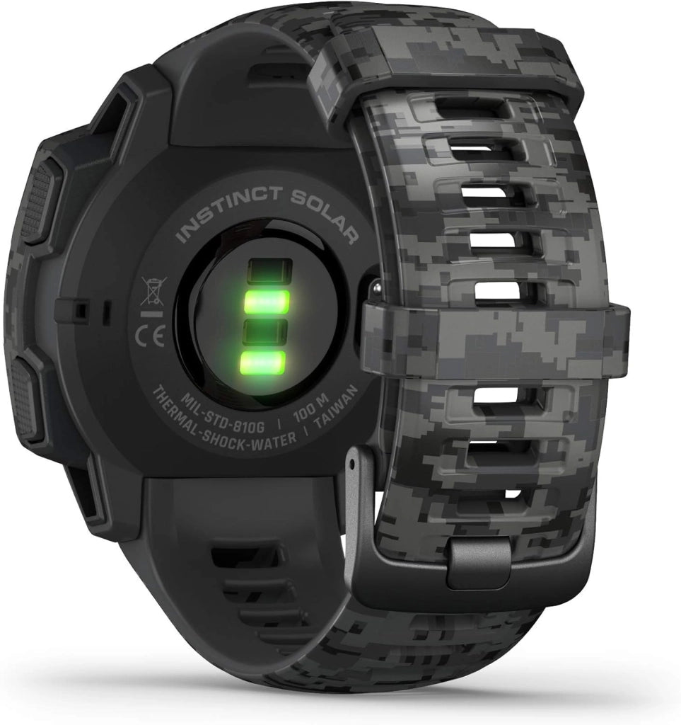 Instinct Solar, Camo Edition, Graphite - Smartwatch Gps Ultra-Resistente con Ricarica Solare, Cardio, Pulseox, App Multisport