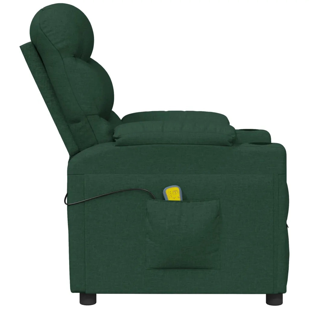 Poltrona Massaggiante Verde Scuro in Tessuto 348088