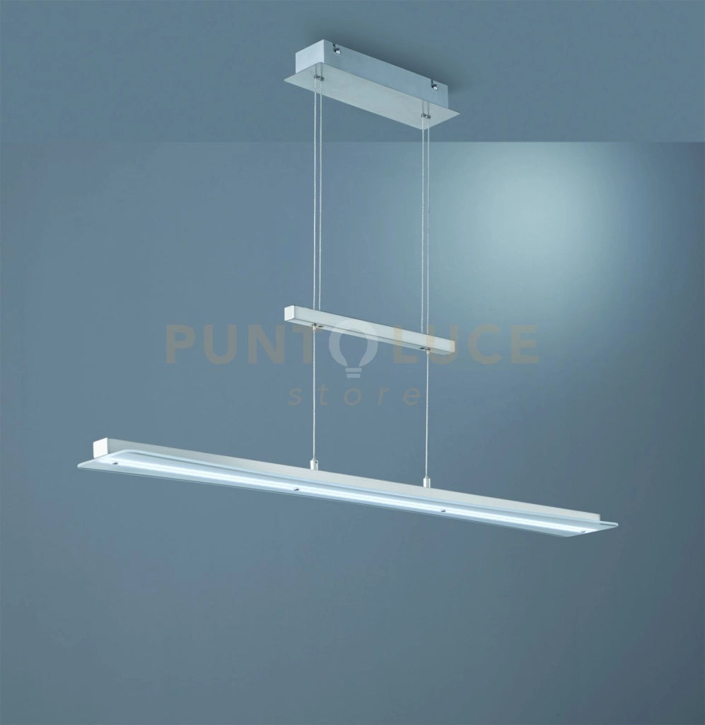SMASH SOSPENSIONE LED 18W 1980lm, 3000+4000+5000+6500K ACCIAIO SATINATO E VETRO BIANCO REGOLABILE IN ALTEZZA CON TOUCH DIMMER L. 100CM