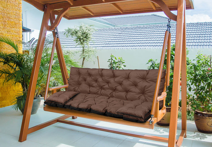 AIO FACTORY 100x60x50 cm Cuscino da giardino impermeabile Panca altalena marrone Set
