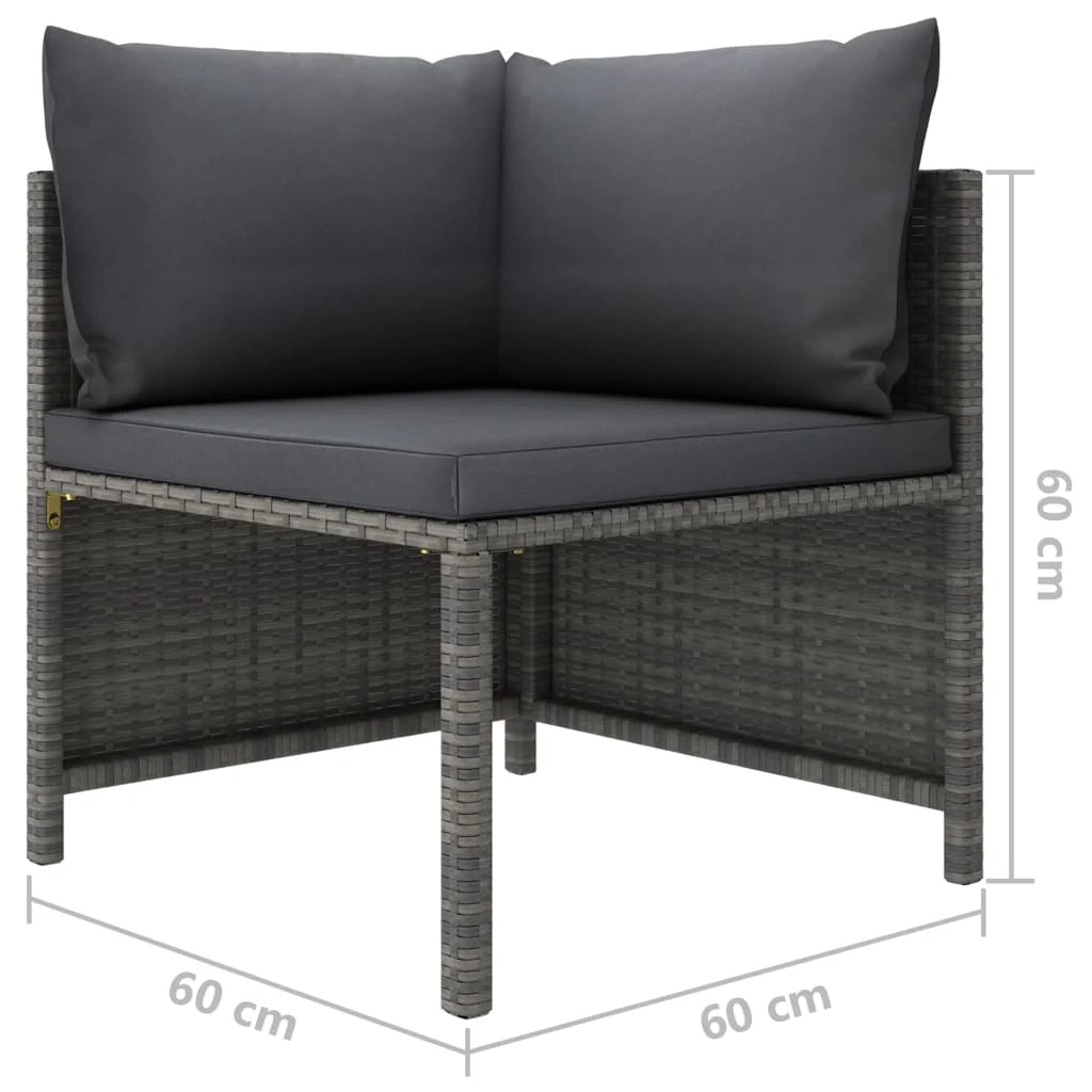 Set di mobili da giardino mobili da esterno 11 pezzi con cuscini resina intrecciata grigia 02_0015410