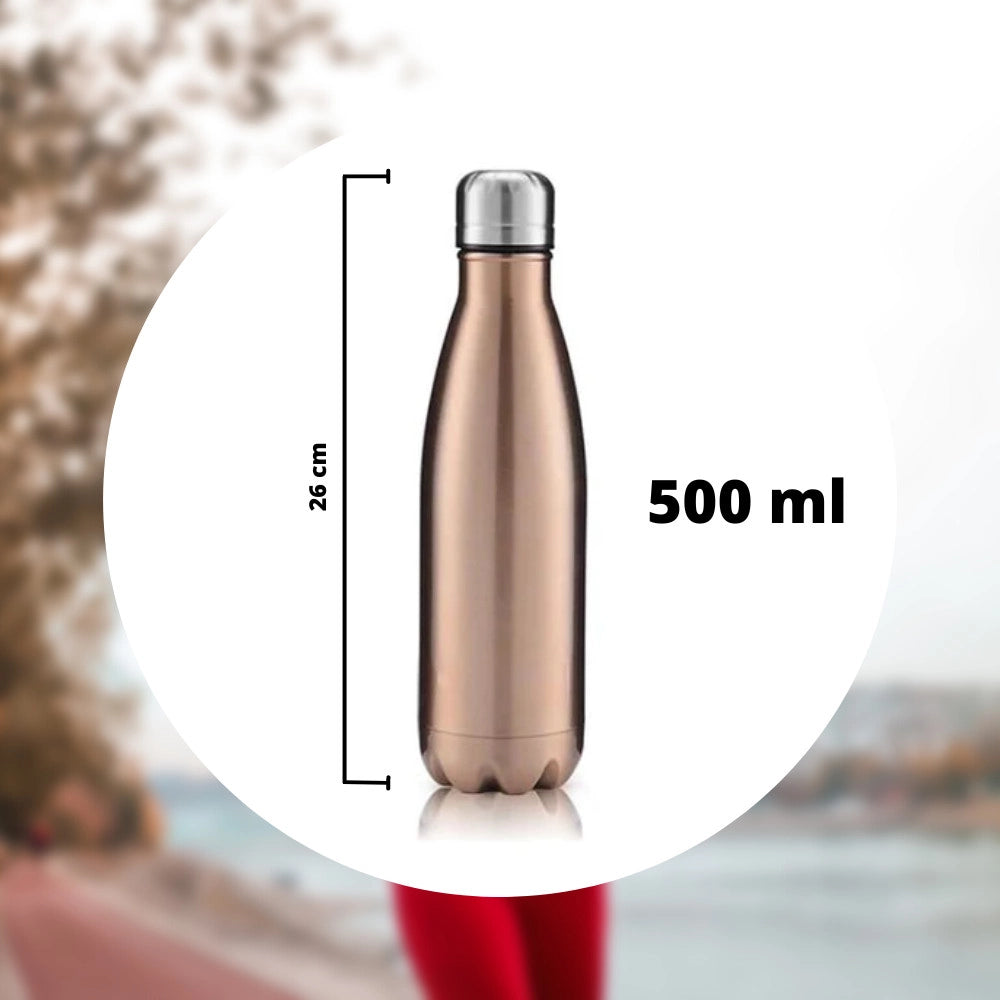Trade Shop - Borraccia Sportiva 500 Ml Acciaio Inox Doppia Parete Per Sport Scuola Ufficio -