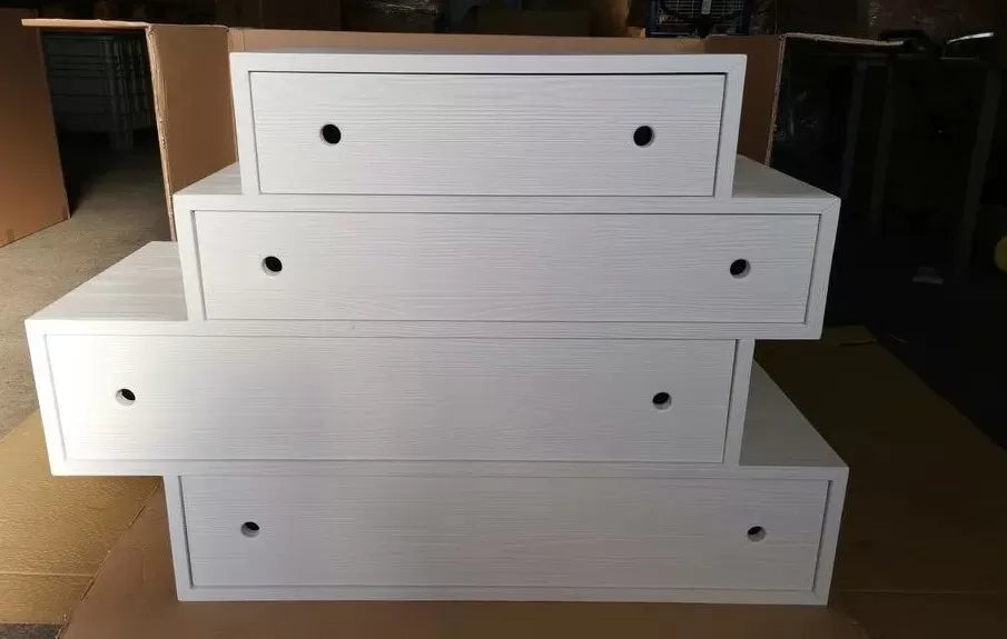 Cassettiera 4 cassetti in abete bianco spazzolato 110x45x95 (877) - Mobili 2G