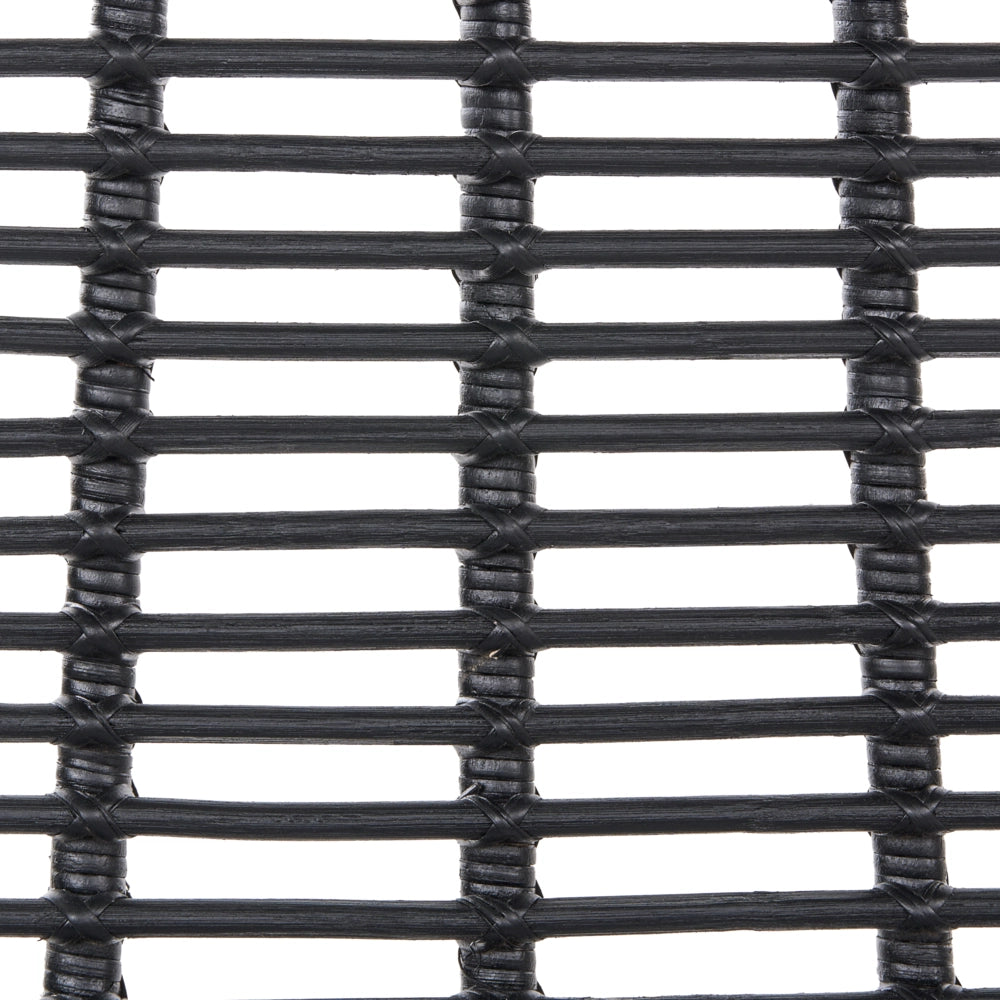 Set di 2 sedie da pranzo con seduta e schienale in rattan nero gambe in ferro senza braccioli design industriale boho