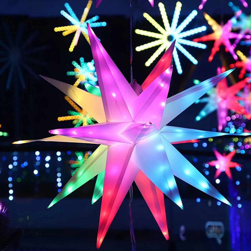Stella Luminosa 3D RGB 60cm gestibile daTelecomando e App Bluetooth IP44 31V Luci per Esterni e Interni, Effetti Musicali, Decorazioni Natalizie Balconi e Puntale Albero