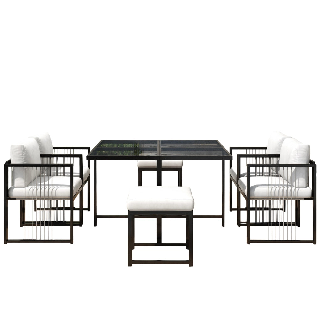 Set Tavolo e Sedie da Giardino 7 Pezzi per 6 Persone ¨C MINIMAL ¨C Vetro Temperato