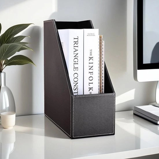 Organizzatore per riviste con struttura robusta - Supporto per riviste - Cassettiere per ufficio - Organizzatore - Pelle PU - Materiale duraturo - Flanella resistente