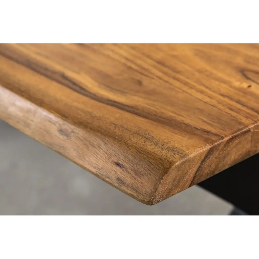 Tavolino basso ARKAYA 120 cm in legno di acacia massiccio con gambe in metallo nero a forma di X